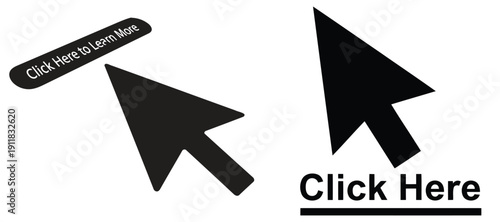 Vector click here silhouette icons for website navigation