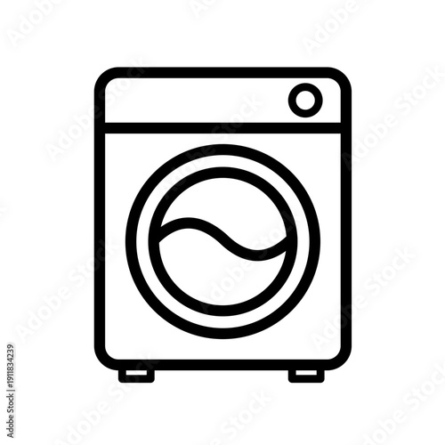 Washing machine with water wave,- line vector icon