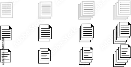Modern Solid Fill Document Icon Set for Digital Files, Records, and Business Paperwork Management