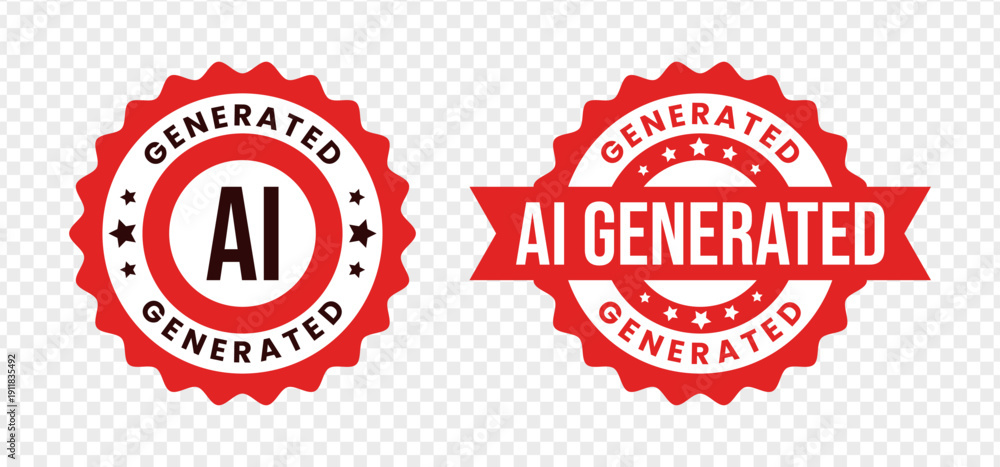 Obraz premium AI Generated Content Verification Stamps Set in Red Color Isolated on White Background