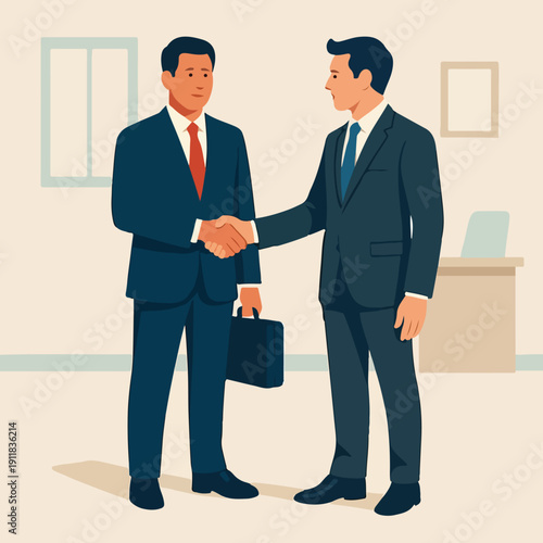 Business Handshake with Briefcase - Professional Partnership Illustration