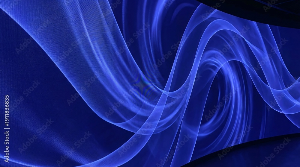 Obraz premium Abstract blue wave pattern with flowing curves and vibrant colors.