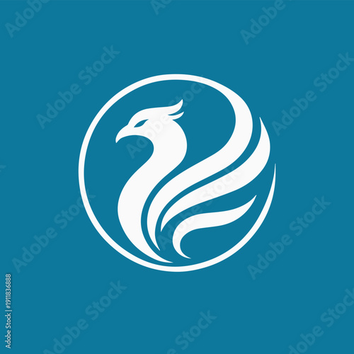 White Phoenix in Circle - Elegant Rebirth and Strength Logo