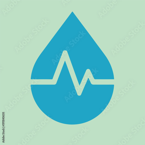 Clean medical logo featuring a stylized bright blue teardrop shape containing a thin white horizontal ECG waveform with two peaks and troughs centered within.