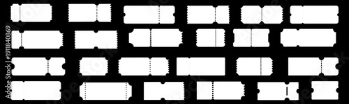 A collection of blank tickets with various shapes. vector illustration