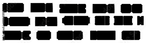 Vector set of black ticket templates. Empty coupon blanks. Vector illustration