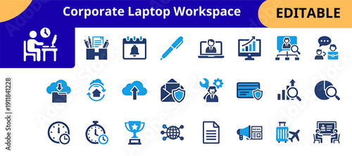 Business Office Technology Icons Collection for Corporate Use