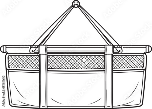 Fishing Weigh Sling Empty Line Art Icon eps