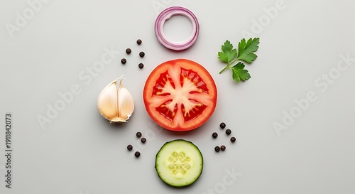 Fresh vegetable ingredients for healthy cooking illustration