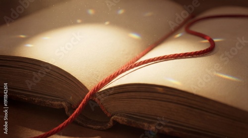 An open old book with yello...