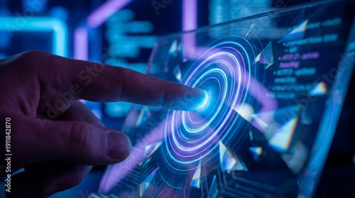 Human hand interacts with a...