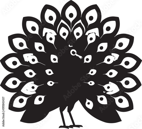 Beautiful Peacock with Colorful Feathers Flat Vector Illustration