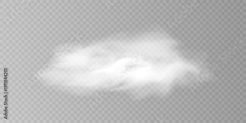 Abstract White Haze Cloud with Soft Edges PNG Overlay.