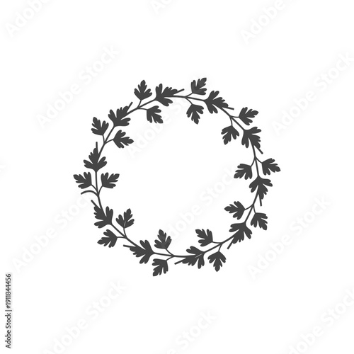 Parsley Herb Wreath Icon for Culinary Decor, Organic Recipes, Fresh Leaf Design