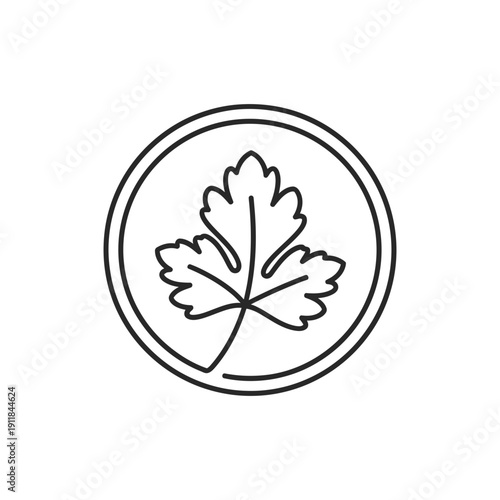 Parsley Leaf Seal Design Green Herb Fresh Culinary Vector Illustration