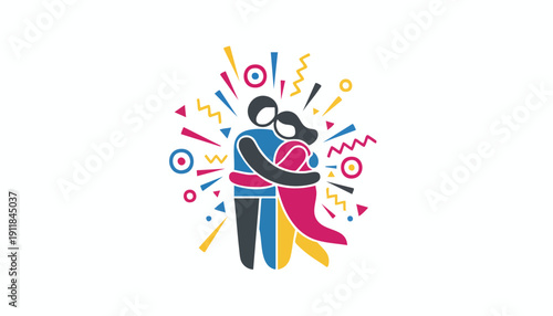 High-Impact Partnership Success Icon: Vibrant Abstract Art Representing Strong Connection, Teamwork, and Celebration of Major Milestones