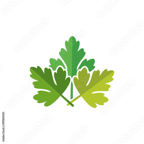 Parsley Trio of Leaves Icon with Colorful Green Foliage for Culinary, Garden, and Cooking Themes