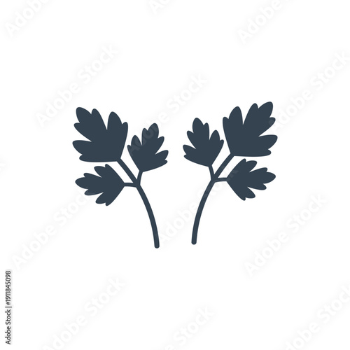 Pair of Parsley Stems Flat Icon for Culinary, Organic Cooking, Fresh Green Herbs