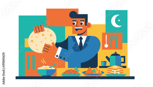 Corporate Inclusion and Diversity: Professional Celebrating the Iftar Meal During Ramadan