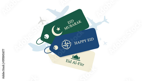 Festive Holiday Travel Tags for Corporate Diversity and Global Eid Celebration Marketing