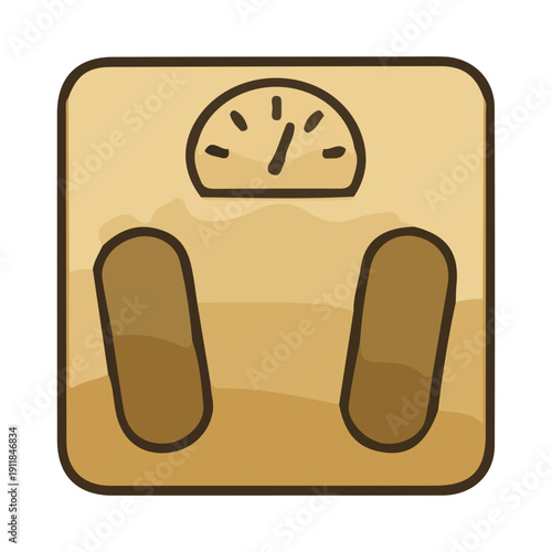 Cartoon bathroom weight scale icon