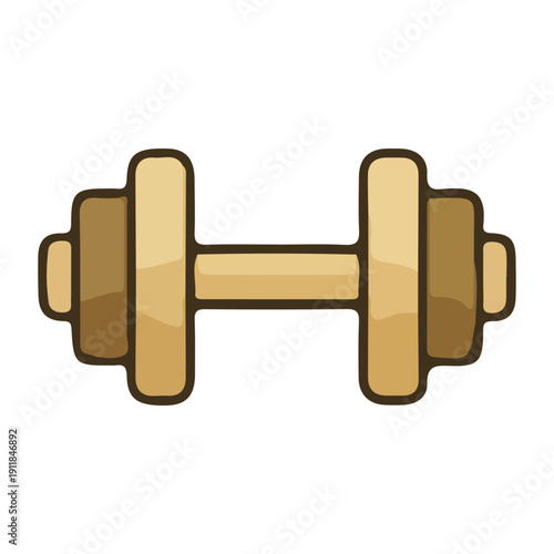 Gold Dumbbell Fitness Icon Vector