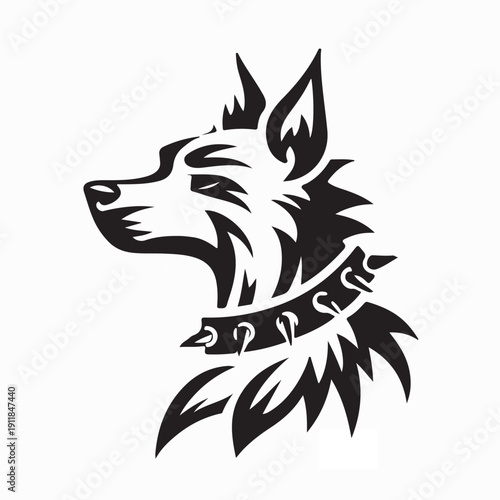 Terrier Dog Wearing Spiky Collar Aggressive Logo Vector Illustration