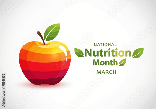 National nutrition month march apple graphic design illustration