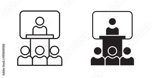 seminar icon in black stroke and fill