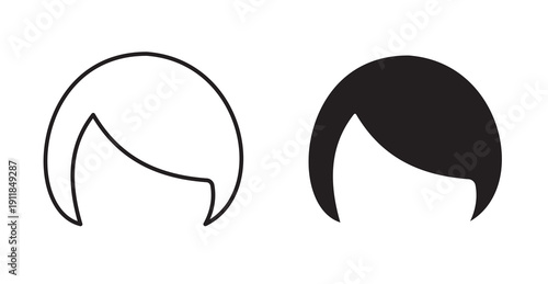 wavy hair icon in black stroke and fill