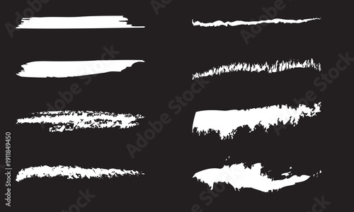 Black Grunge Brush Stroke Banner Set Collection. Collection of black grunge brush strokes and paint banners isolated on transparent background, ideal for modern graphic design and branding projects.

