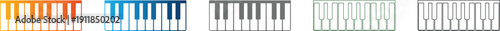 Piano keyboard icon set, musical instrument graphic design