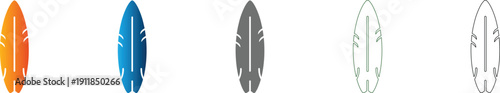 Surfboard Flat Icon Set Vector Illustration