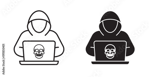 Hacker icon in black stroke and fill