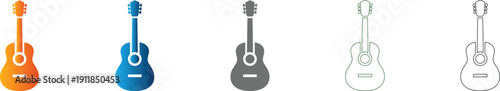 Guitar flat icon set design element vector illustration