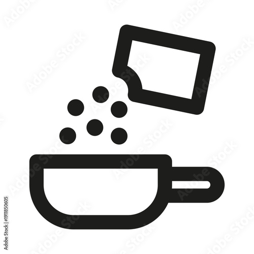 Adding Spices Into Bowl Professional Modern Line Icon. Minimal kitchen cooking seasoning meal preparation outline design