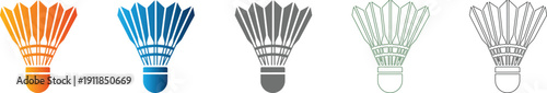 Badminton shuttlecock sporting equipment flat design icon set vector illustration graphic