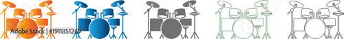 Drum kit flat design icon set graphic illustration