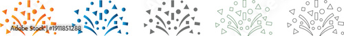 Confetti burst icon set, celebration graphic design vector illustration