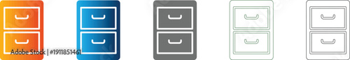 Filing Cabinet Icon from a Modern Office Data Storage Flat Design Icon Set Vector Illustration