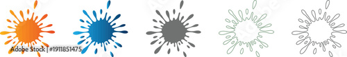Vibrant Paint Splash Icon Set Element with Abstract Fluid Splatter Effect Vector Illustration