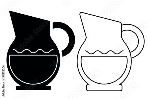 Jug icon. Set of jugs silhouettes isolated on white background. Water jug icon. Vector illustration