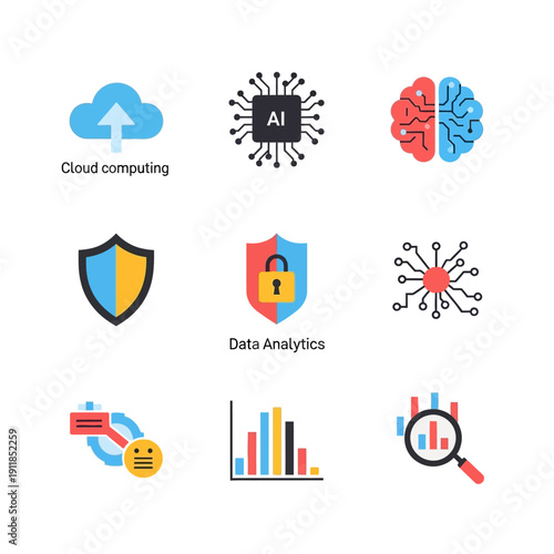 Set of Technology and Data Analytics Icons.