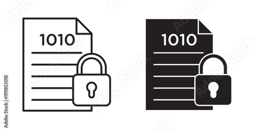 encrypted data icon in black stroke and fill