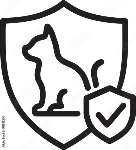 Cat and dog with security shield icon for pet insurance and secure animal business