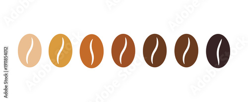 Coffee Bean Illustration Vector, Isolated Fresh Roasted Beans On White Background