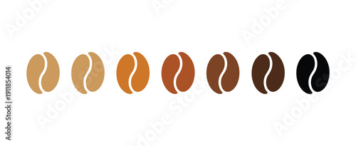 Coffee Bean Illustration Vector, Isolated Fresh Roasted Beans On White Background