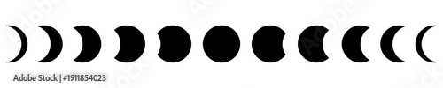 Vector isolated Moon Cycle icon set in black fill