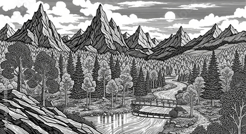 mountain landscape with trees