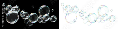 Sparkling Soap Bubbles Decorative Overlay PNG Set.